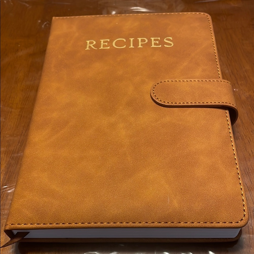 Hardcover Tan Recipe Book with Magnetic Closure